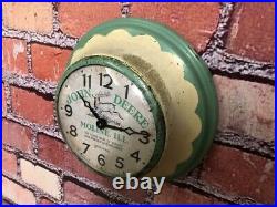 Vtg Ingraham John Deere Tractor Oil Old Farm Store Advertising Wall Clock Sign