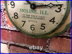 Vtg Ingraham John Deere Tractor Oil Old Farm Store Advertising Wall Clock Sign