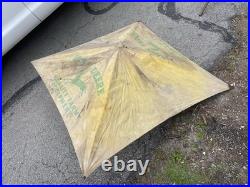 Vtg John Deere Canvas Tractor Umbrella Farm Equipment Advertising sign W Pole
