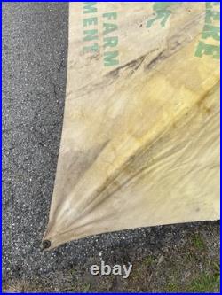 Vtg John Deere Canvas Tractor Umbrella Farm Equipment Advertising sign W Pole