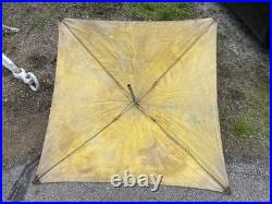 Vtg John Deere Canvas Tractor Umbrella Farm Equipment Advertising sign W Pole