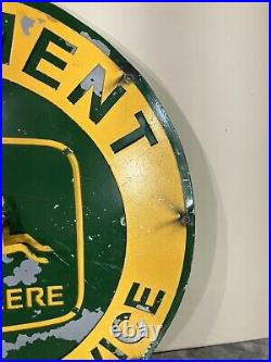Vtg John Deere Equipment Parts Service 23 Round Metal Advertising Sign Homemade
