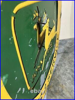 Vtg John Deere Equipment Parts Service 23 Round Metal Advertising Sign Homemade