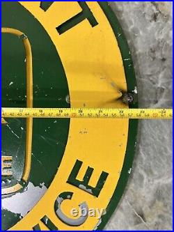 Vtg John Deere Equipment Parts Service 23 Round Metal Advertising Sign Homemade