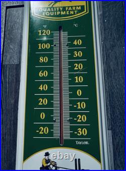 Vtg John Deere Metal Thermometer Taylor Quality Farm Equipment Large 27 X 8 in