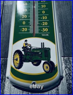 Vtg John Deere Metal Thermometer Taylor Quality Farm Equipment Large 27 X 8 in