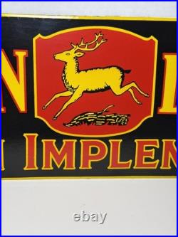 Vtg John Deere Porcelain Sign Old Farm Tractor Implements Dealer Sales Shop 22