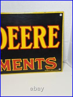 Vtg John Deere Porcelain Sign Old Farm Tractor Implements Dealer Sales Shop 22