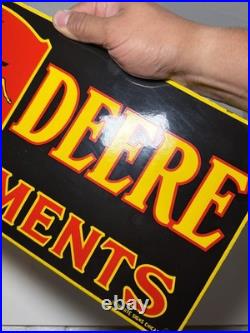 Vtg John Deere Porcelain Sign Old Farm Tractor Implements Dealer Sales Shop 22