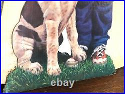 Vtg Original John Deere NOS Toy Tractor Display Sign Child w Dog Gas Oil Feed JD