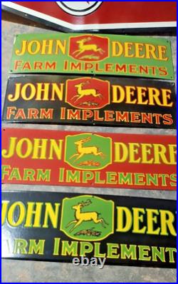 (four) Piece John Deere Farm Implements Single Side Porcelain 36 X12 Inches Sign